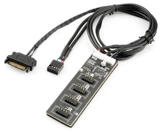Main image of 9Pin USB Header Splitter with SATA Power Cable, 4 Internal USB 2.0 Ports, Internal USB Hub Extension USB 2.0 Splitter Connector for Motherboard, Adapter for CPU, WiFi Receiver, Fans, and RGB Light