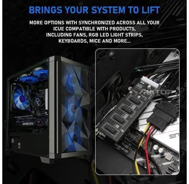 Alt view image 2 of 6 - 9Pin USB Header Splitter with SATA Power Cable, 4 Internal USB 2.0 Ports, Internal USB Hub Extension USB 2.0 Splitter Connector for Motherboard, Adapter for CPU, WiFi Receiver, Fans, and RGB Light
