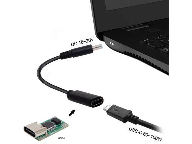 Alt view image 4 of 5 - Type C USB-C Female Input to DC 4.5mmx3.0mm Cable fit for HP Laptop DC 19.5V
