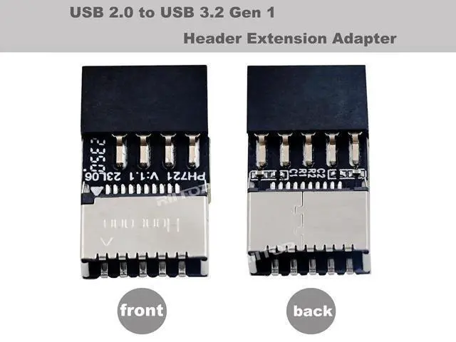 Alt view image 6 of 7 - USB 2.0 to USB 3.2 Gen 1 Header Extension Adapter for Mainboard with Type E Key-A Female Front Panel Socket to 9 Pin Header Internal Conversion Adapter 2 Pack
