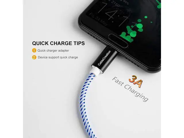 Alt view image 3 of 7 - USB C to USB Cable Short 0.8FT CableCreation Durable USB C to USB A Short USB C Cable Fast Charging 3A 480Mbps Data USB A to USB C for Power Bank Stylus Pen S21 S20 Pixel GoPro Hero 25cm Blue