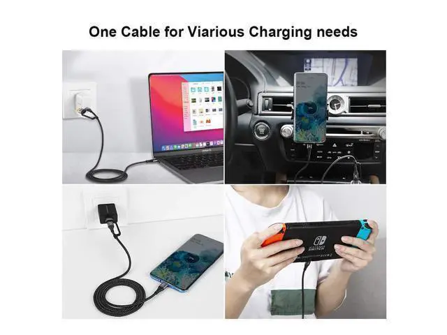 Alt view image 6 of 7 - 2 in 1 USB C Cable 4FT Braided USB2.0 C to C Cable 60W USB-A/C to C 3A Fast Charging Cable Data 480Mbps for MacBook iPad Mini iPad Pro Z Flip S21 S20 and Other USB C Devices Black 1.2m