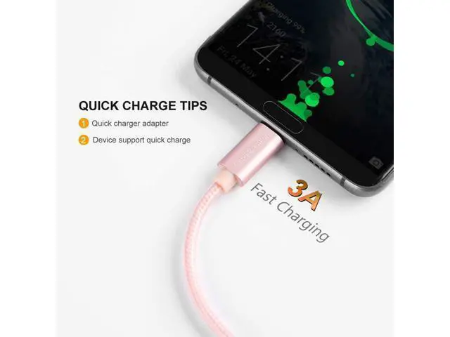 Alt view image 3 of 7 - USB C to USB Cable Short 6 inch CableCreation Durable USB C to USB A Short USB C Cable Fast Charging 3A 480Mbps Data USB A to USB C for Power Bank Stylus Pen S21 S20 Pixel GoPro Hero 0.15m Rose Gold