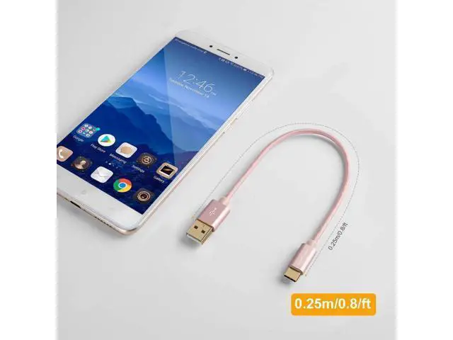 Alt view image 6 of 7 - USB C to USB Cable Short 0.8FT CableCreation Durable USB C to USB A Short USB C Cable Fast Charging 3A 480Mbps Data USB A to USB C for Power Bank Stylus Pen S21 S20 Pixel GoPro Hero 25cm Rose Gold