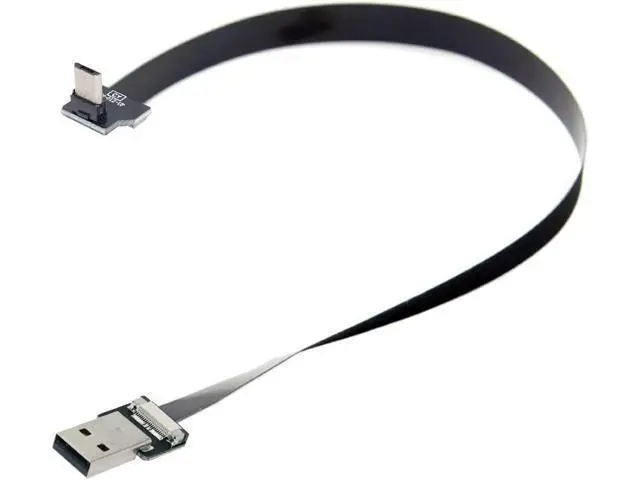 Alt view image 5 of 7 - Type-A USB 2.0 Male to Micro USB 5Pin Male Upward Angled 90 Degree Data Flat Slim FPC Cable 50CM for FPV & Disk & Phone