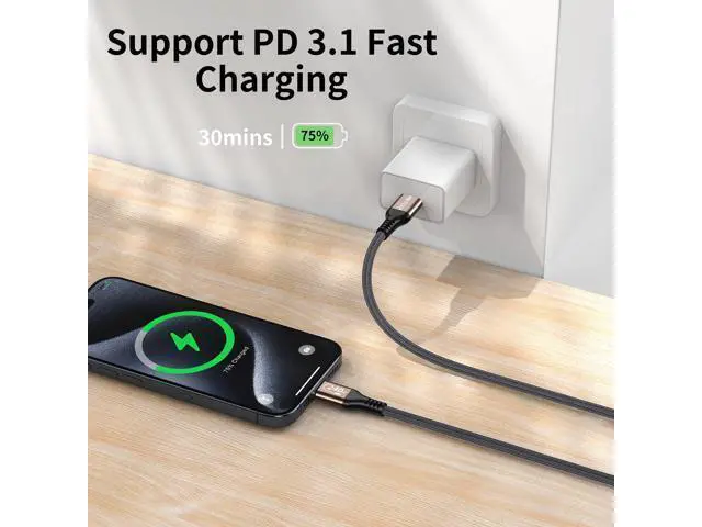 Alt view image 3 of 6 - 240W USB C to USB C Cable (2Pack,6.6ft), USB C Charger Cable Fast Charge for iPhone 15/15Pro/15Plus/15ProMax, MacBook Pro 2020, iPad Pro 2020, iPad Air 4, Samsung Galaxy S23+/S23 Ultra(USB 2.0)