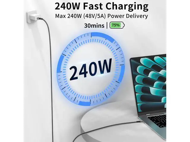 Alt view image 5 of 6 - 240W USB C to USB C Cable (2Pack,6.6ft), USB C Charger Cable Fast Charge for iPhone 15/15Pro/15Plus/15ProMax, MacBook Pro 2020, iPad Pro 2020, iPad Air 4, Samsung Galaxy S23+/S23 Ultra(USB 2.0)