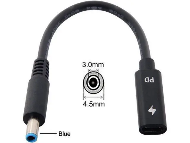 Alt view image 5 of 5 - Type C USB-C Female Input to DC 4.5mmx3.0mm Cable fit for HP Laptop DC 19.5V