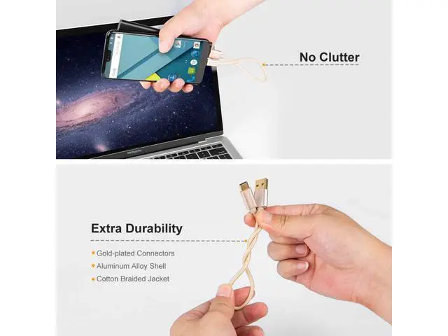 Alt view image 2 of 7 - USB C to USB Cable Short 0.8FT CableCreation Durable USB C to USB A Short USB C Cable Fast Charging 3A 480Mbps Data USB A to USB C for Power Bank Stylus Pen S21 S20 Pixel GoPro Hero 25cm Gold