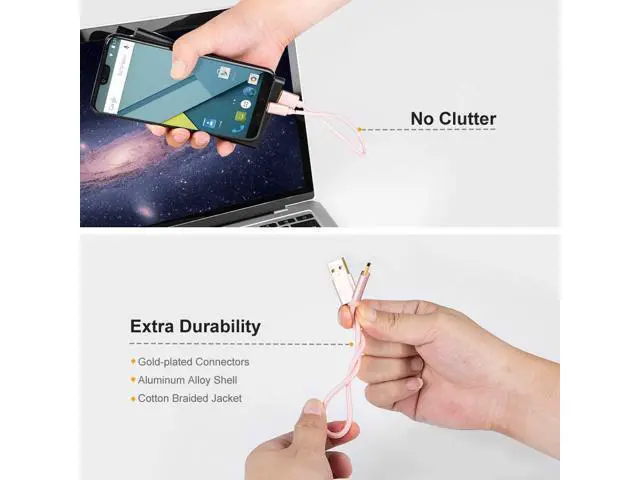 Alt view image 2 of 7 - USB C to USB Cable Short 0.8FT CableCreation Durable USB C to USB A Short USB C Cable Fast Charging 3A 480Mbps Data USB A to USB C for Power Bank Stylus Pen S21 S20 Pixel GoPro Hero 25cm Rose Gold