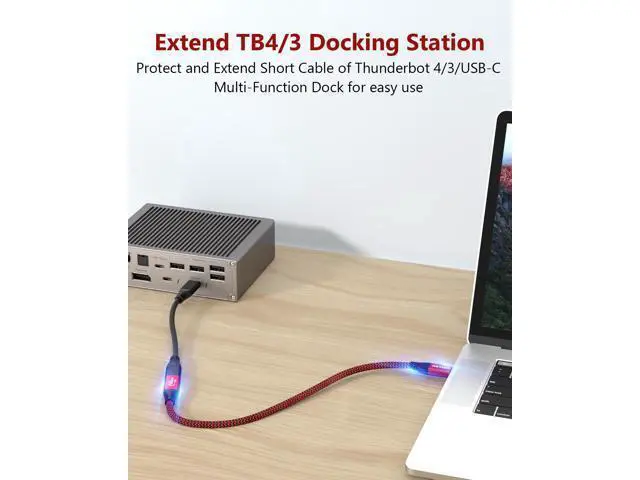 Alt view image 3 of 7 - 40G USB 4 Extension Cable 1ft 100W Fast Charging Support, USB C Male to Female Extension Cable Cord USB4.0 8K Video Compatible with Thunderbolt 3/4 for Dell Thunderbolt Dock, eGPU