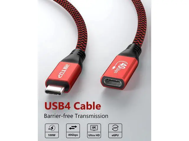 Alt view image 4 of 7 - 40G USB 4 Extension Cable 1ft 100W Fast Charging Support, USB C Male to Female Extension Cable Cord USB4.0 8K Video Compatible with Thunderbolt 3/4 for Dell Thunderbolt Dock, eGPU