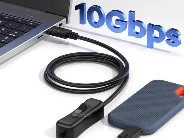 Alt view image 3 of 7 - USB Type-C On Off Switch Cable 3.3ft, USB 3.1 C to C Cable, Male to Male, with Switch Button Support Video Streaming, Data Transfer 10Gb and 20V/3A PD Fast Charging