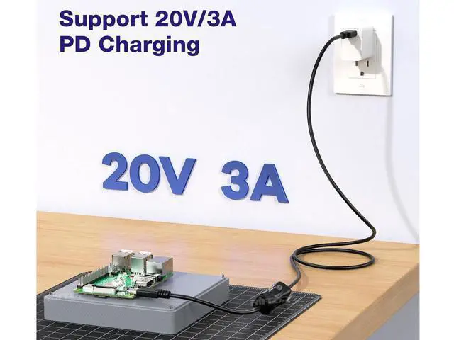 Alt view image 2 of 7 - USB Type-C On Off Switch Cable 3.3ft, USB 3.1 C to C Cable, Male to Male, with Switch Button Support Video Streaming, Data Transfer 10Gb and 20V/3A PD Fast Charging