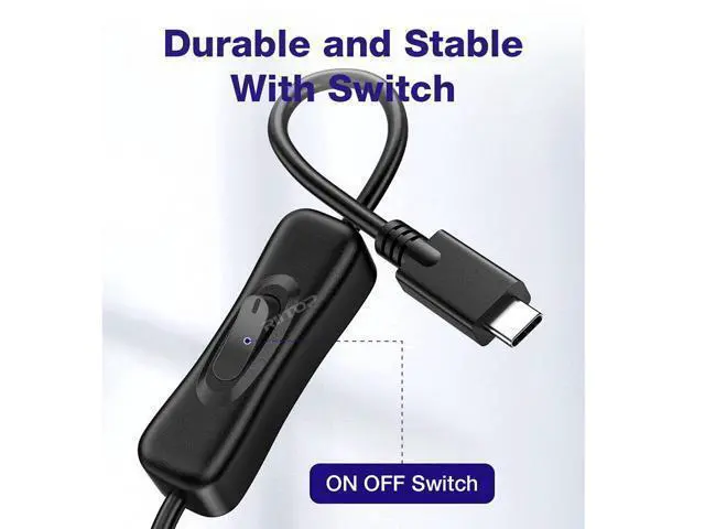 Alt view image 7 of 7 - USB Type-C On Off Switch Cable 3.3ft, USB 3.1 C to C Cable, Male to Male, with Switch Button Support Video Streaming, Data Transfer 10Gb and 20V/3A PD Fast Charging