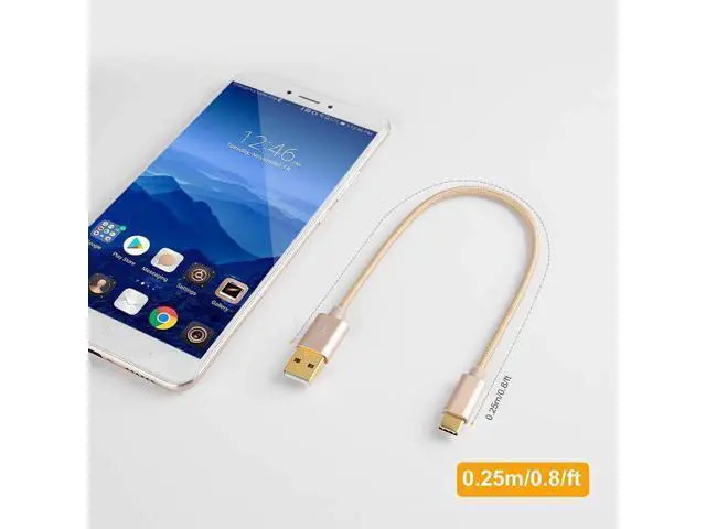 Alt view image 6 of 7 - USB C to USB Cable Short 0.8FT CableCreation Durable USB C to USB A Short USB C Cable Fast Charging 3A 480Mbps Data USB A to USB C for Power Bank Stylus Pen S21 S20 Pixel GoPro Hero 25cm Gold