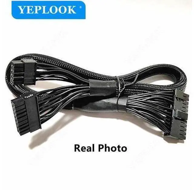Alt view image 2 of 7 - 10Pin+18Pin to 24Pin 20+4Pin Power Supply Cable Sleeved for GIGABYTE AORUS P750W GP-AP750GM, P850W GP-AP850GM Gold Fully Modular