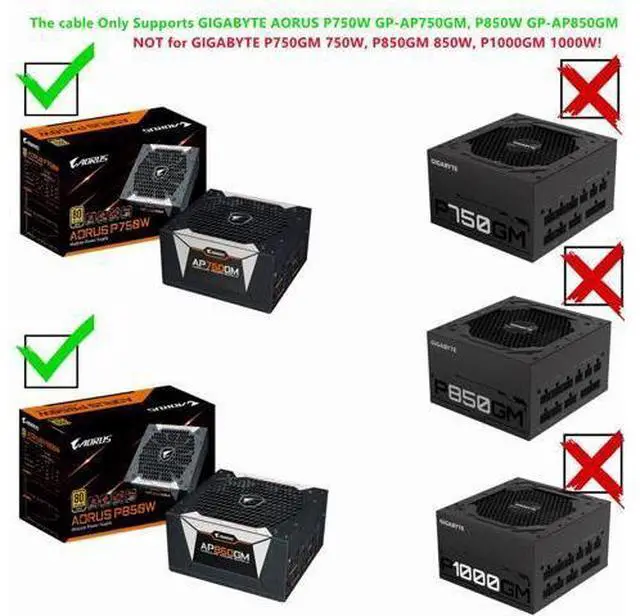 Alt view image 6 of 7 - 10Pin+18Pin to 24Pin 20+4Pin Power Supply Cable Sleeved for GIGABYTE AORUS P750W GP-AP750GM, P850W GP-AP850GM Gold Fully Modular