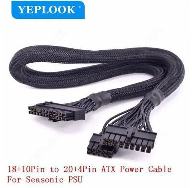 Alt view image 2 of 7 - 18Pin+10Pin to 24Pin 20+4Pin Power Supply Cable Sleeved 60CM For Seasonic FOCUS PLUS GOLD/Platinum/PX/GX/SGX 1000W, 850W, 750W, 650W, 550W, 450W
