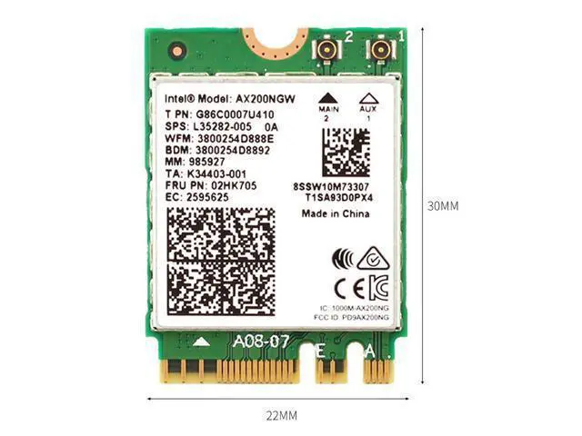 Alt view image 2 of 6 - WiFi 6 Dual Band 3000Mbps Wireless Card For Intel AX200 M.2 Bluetooth 5.0 2.4G/5Ghz 802.11ac/ax AX200NGW Wi-fi Adapter Antenna
