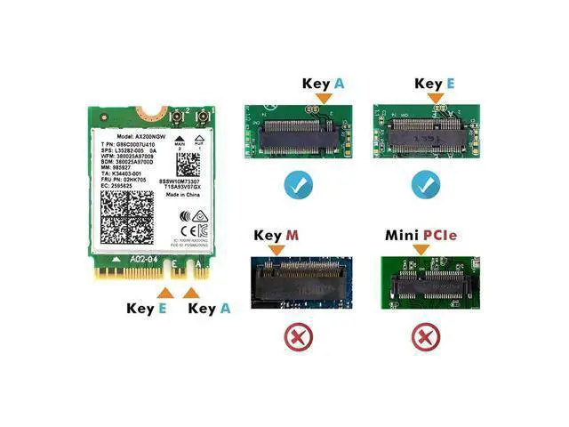 Alt view image 2 of 5 - Dual band 3000Mbps Intel AX200 Wi-Fi 6 M.2 2.4G/5G Bluetooth 5.0 802.11ax/ac AX200NGW Wireless Card Adapter