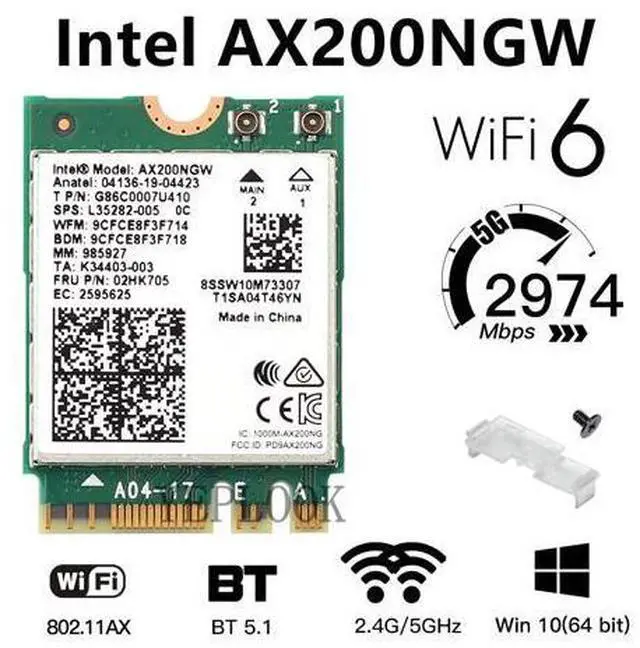 Main image of Wifi6 Wifi Card Intel AX200 2400Mbps Dual Band 2.4G/5G Bluetooth 5.1 NGFF M.2 KEY E 802.11ax MU-MIMO Laptop Desktop Wireless Card