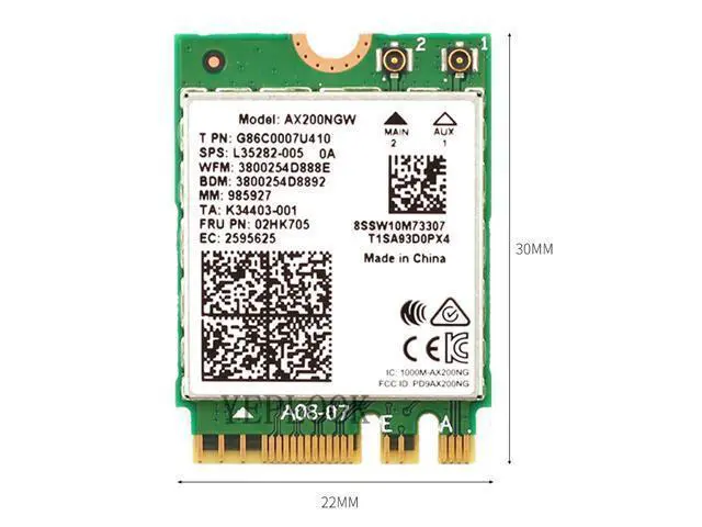 Alt view image 4 of 7 - Wifi6 Wifi Card Intel AX200 2400Mbps Dual Band 2.4G/5G Bluetooth 5.1 NGFF M.2 KEY E 802.11ax MU-MIMO Laptop Desktop Wireless Card