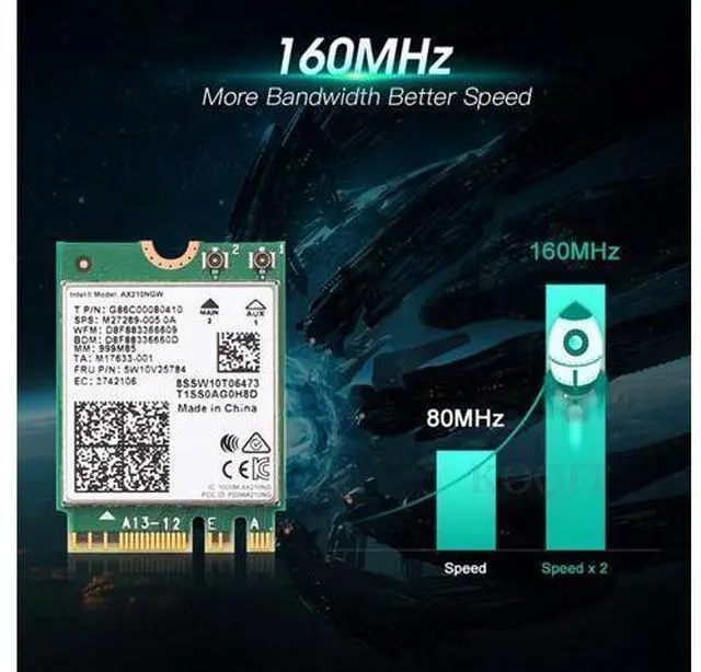 Alt view image 2 of 7 - Desktop Wi-Fi 6 Intel AX210 PCIe WiFi Adapter Bluetooth 5.2 3000Mbps 802.11ax AX210NGW Wireless Wifi 6E Card Windows 10 Linux
