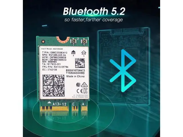 Alt view image 3 of 7 - Desktop Wi-Fi 6 Intel AX210 PCIe WiFi Adapter Bluetooth 5.2 3000Mbps 802.11ax AX210NGW Wireless Wifi 6E Card Windows 10 Linux
