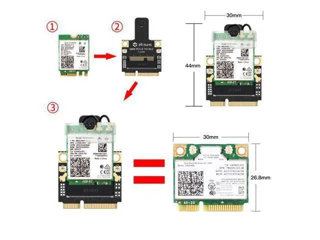 Alt view image 5 of 7 - Mini PCI-E Wifi 6E Adapter Intel AX210 Bluetooth 5.2 Wifi 6 Card 2.4G 5Ghz 6Ghz Wireless 3000Mbps AX210NGW 802.11ax/ac 160Mhz