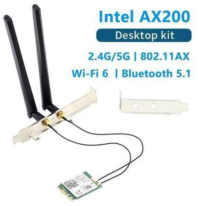 Main image of 3000Mbps 802.11ax Wi-Fi 6 Desktop Kit Intel AX200 Bluetooth 5.1 Wifi Antenna Card 2.4G/5Ghz MU-MIMO AX200NGW Wifi Adapter For PC