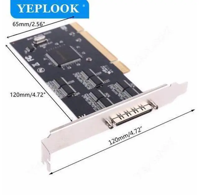 Alt view image 6 of 7 - PCI to 8x Serial Port RS232 DB9 COM Expansion Card I/O Controller Riser Adapter Chipset Systembase 16C1058 with Output Cable
