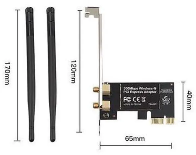 Alt view image 5 of 7 - PCI-e 300M Wireless WIFI adapter network LAN card for Realtek 8192CE WiFi Receiver 2DB Wifi Antenna