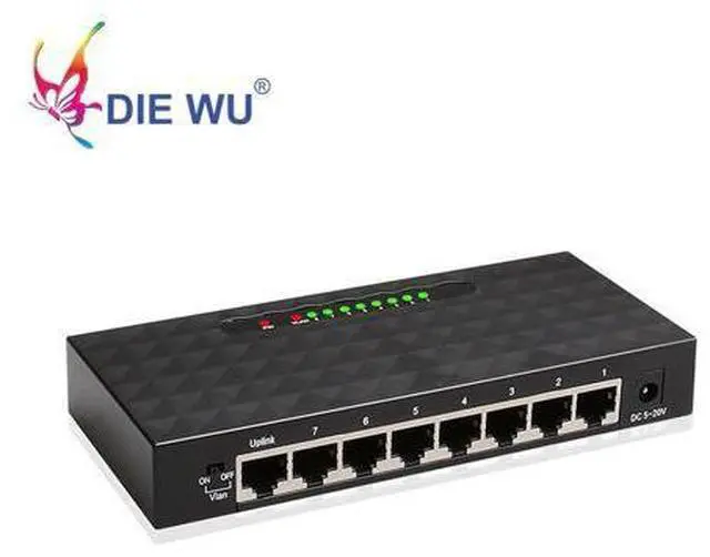 Alt view image 4 of 6 - High Performance Ethernet Smart Switch 8 Ports 10/ 100 /1000 Mbps Gigabit Ethernet Network Switch Lan Hub