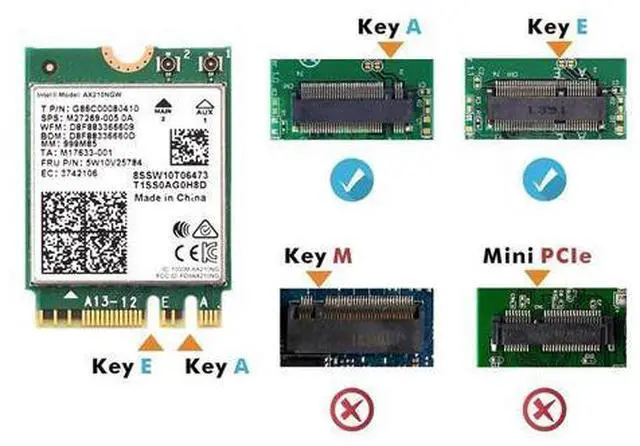 Alt view image 3 of 7 - WiFi 6E Desktop Kit Intel AX210 Bluetooth 5.2 Wifi Card 3000Mbps 802.11ax 2.4Ghz/5Ghz/6Ghz AX210NGW Wi-Fi 6 Adapter Antenna