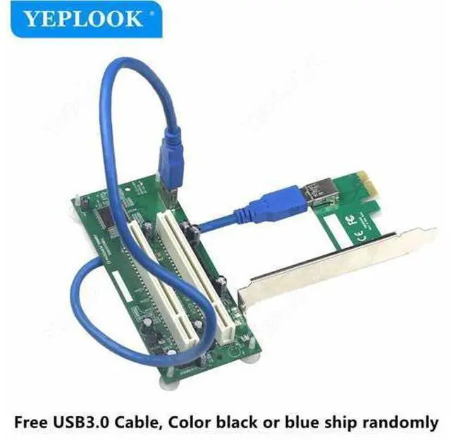 Alt view image 2 of 7 - PCIe to Dual PCI Adapter Card with USB3.0 Cable 5Gbps, PCI-E x1 to PCI Slot Riser Card Expansion Card Converter for Desktop