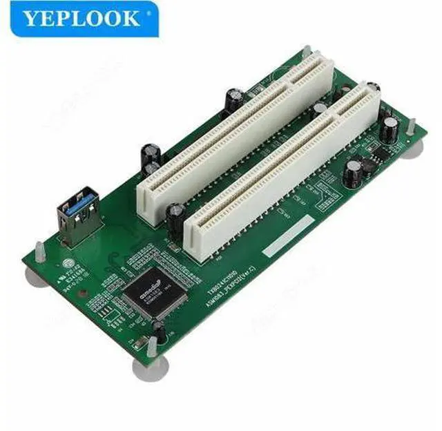 Alt view image 3 of 7 - PCIe to Dual PCI Adapter Card with USB3.0 Cable 5Gbps, PCI-E x1 to PCI Slot Riser Card Expansion Card Converter for Desktop