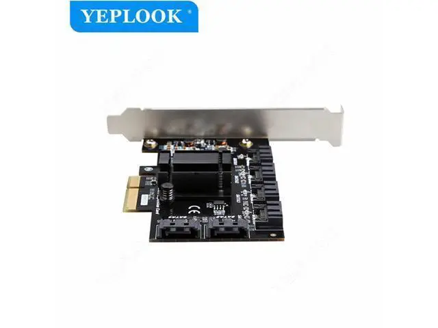 Alt view image 3 of 6 - PCIe X4 to 6 SATA3.0 6Gbps PCI Express to SATA III Controller Adapter Expansion Card ASM1166 Chipset for Hard Drive HDD SSD