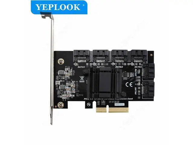 Alt view image 2 of 6 - PCIe X4 to 6 SATA3.0 6Gbps PCI Express to SATA III Controller Adapter Expansion Card ASM1166 Chipset for Hard Drive HDD SSD