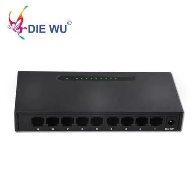 Alt view image 3 of 7 - Network switch 9 ports RJ45 10/100Mbps Fast Ethernet switch with 1m buffer Full-Duplex & Half-Duplex