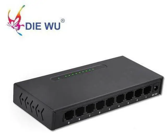 Alt view image 2 of 7 - Network switch 9 ports RJ45 10/100Mbps Fast Ethernet switch with 1m buffer Full-Duplex & Half-Duplex