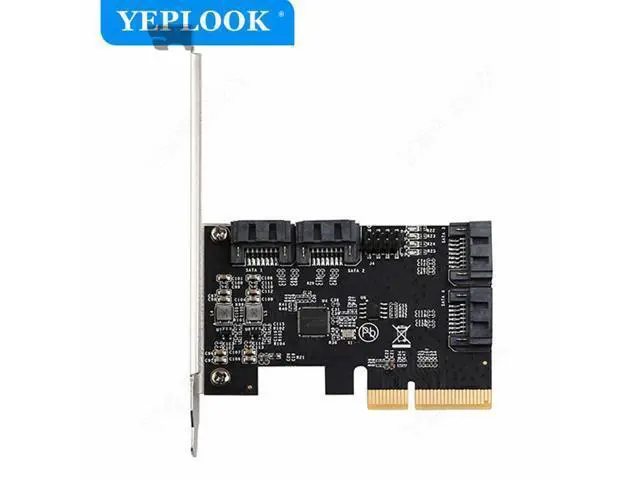 Alt view image 2 of 7 - PCIe X4 to 4 Port SATA3.0 6Gbps Expansion Card PCIe to SATAIII Bootable Adapter Controller ASM1164 Chip for Hard Drive HDD SSD