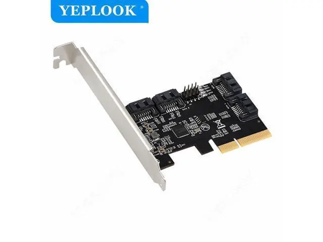Alt view image 3 of 7 - PCIe X4 to 4 Port SATA3.0 6Gbps Expansion Card PCIe to SATAIII Bootable Adapter Controller ASM1164 Chip for Hard Drive HDD SSD