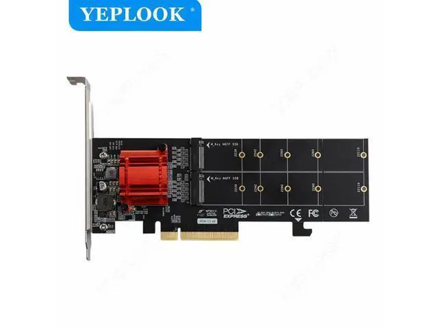 Alt view image 2 of 7 - PCIe 3.1 X8 to 2 Port M.2 2Gbps for NVME M Key 2230 2242 2260 2280 22110 SSD Adapter Converter Expansion Riser Card ASM1812 Chip