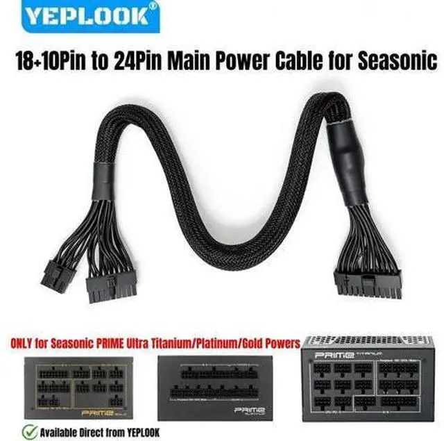 Alt view image 2 of 6 - Main Power Cable 18+10Pin to 24Pin ATX for Seasonic PRIME Ultra Titanium/Platinum/Gold 1300W, 1000W, 850W, 750W, 650W, 550W PSUs