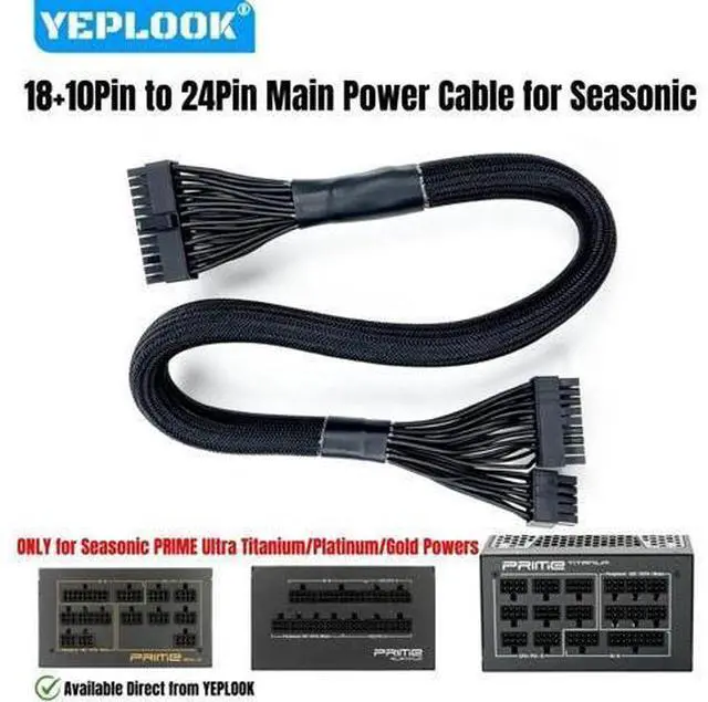 Main image of Main Power Cable 18+10Pin to 24Pin ATX for Seasonic PRIME Ultra Titanium/Platinum/Gold 1300W, 1000W, 850W, 750W, 650W, 550W PSUs