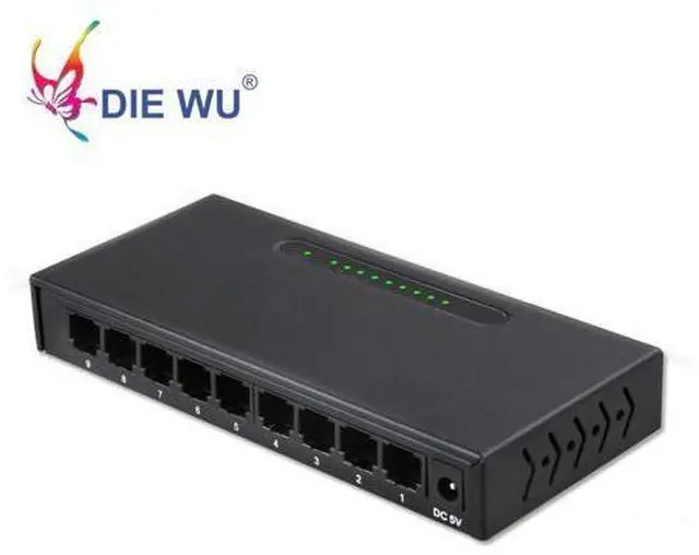 Alt view image 4 of 7 - Network switch 9 ports RJ45 10/100Mbps Fast Ethernet switch with 1m buffer Full-Duplex & Half-Duplex