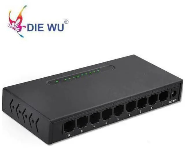 Alt view image 5 of 7 - Network switch 9 ports RJ45 10/100Mbps Fast Ethernet switch with 1m buffer Full-Duplex & Half-Duplex