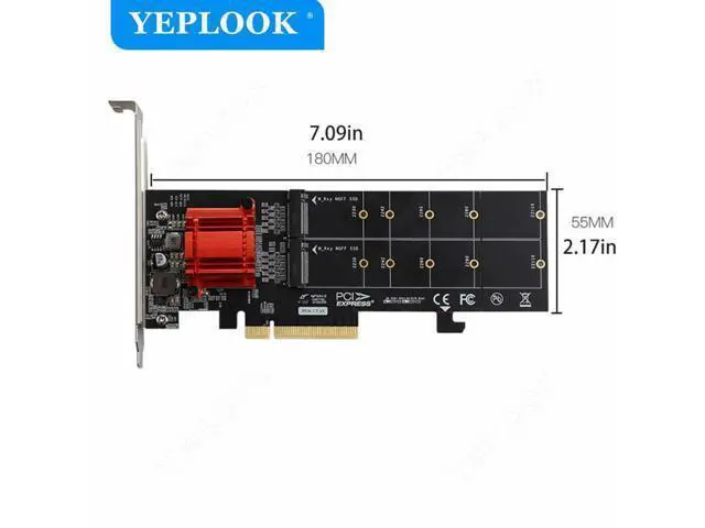 Alt view image 5 of 7 - PCIe 3.1 X8 to 2 Port M.2 2Gbps for NVME M Key 2230 2242 2260 2280 22110 SSD Adapter Converter Expansion Riser Card ASM1812 Chip