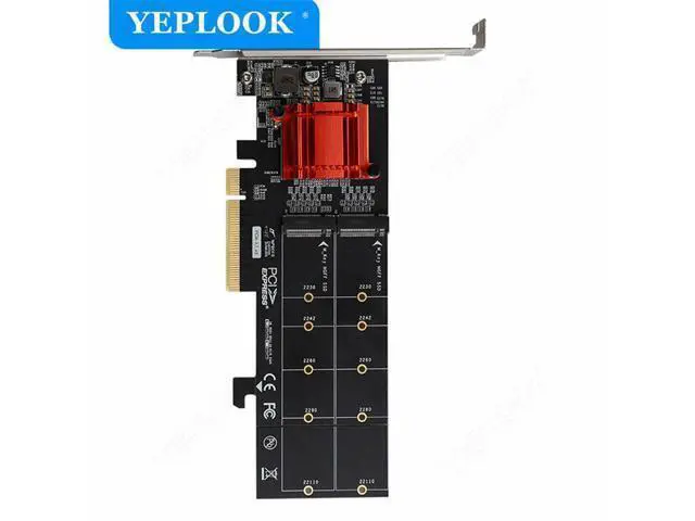 Alt view image 4 of 7 - PCIe 3.1 X8 to 2 Port M.2 2Gbps for NVME M Key 2230 2242 2260 2280 22110 SSD Adapter Converter Expansion Riser Card ASM1812 Chip